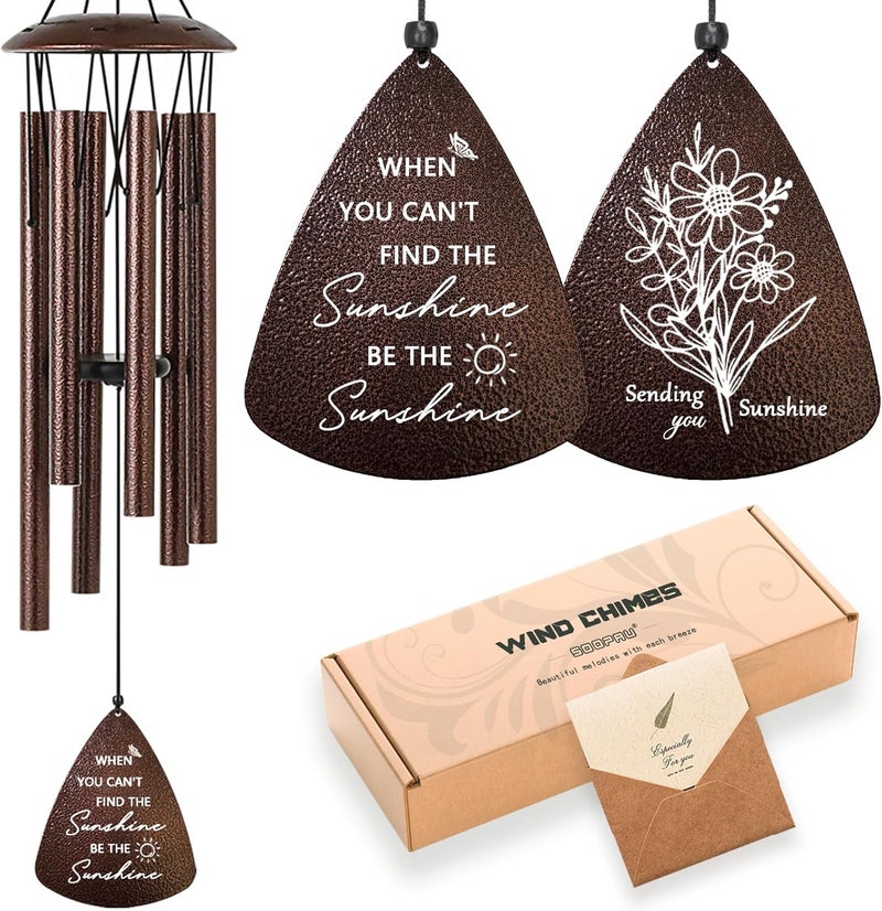 Soopau Get Well Gifts for Women Men, 32" Bronze Wind Chimes Inspirational Gifts for Women, Cheer Up Positive Sending You Sunshine Get Well Soon Gift Baskets - Image 1